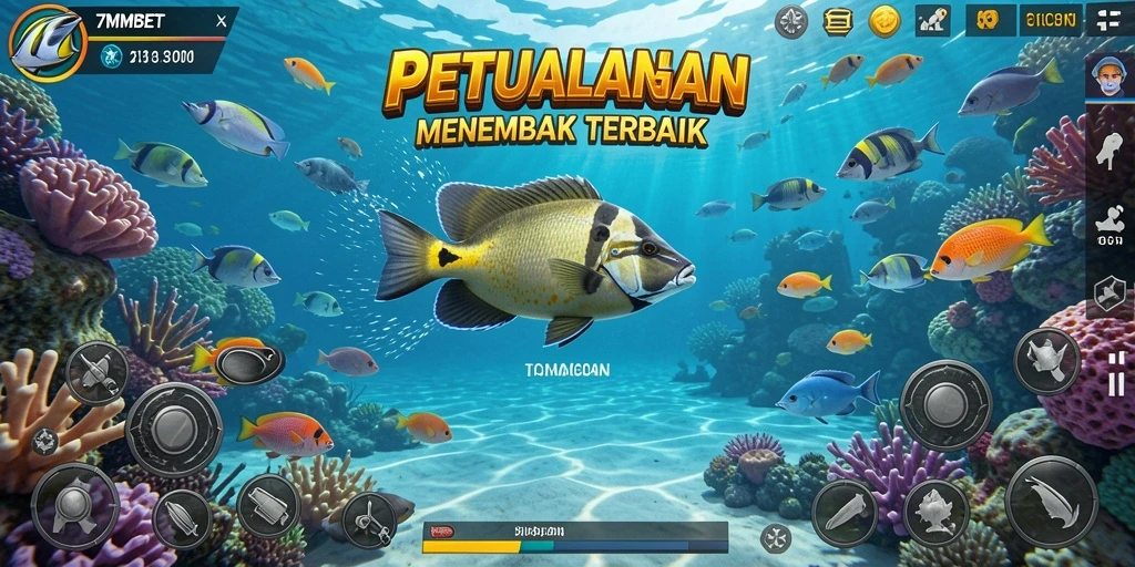 Tampilan seru gameplay 7MMBET saat menembak ikan.