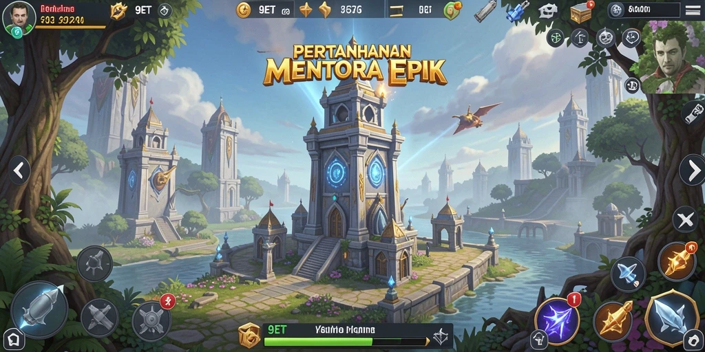 Screenshot gameplay 9ET menampilkan aksi seru Tower Defense.