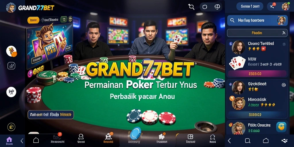 Tampilan gameplay seru dalam permainan Poker GRAND77BET.