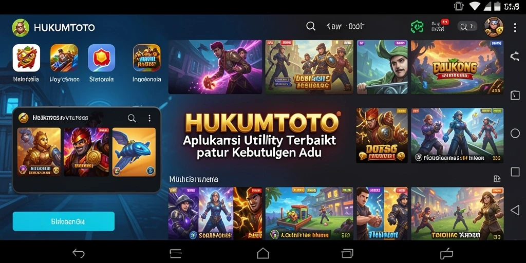 Tampilan utama aplikasi HUKUMTOTO dengan berbagai alat bantu.