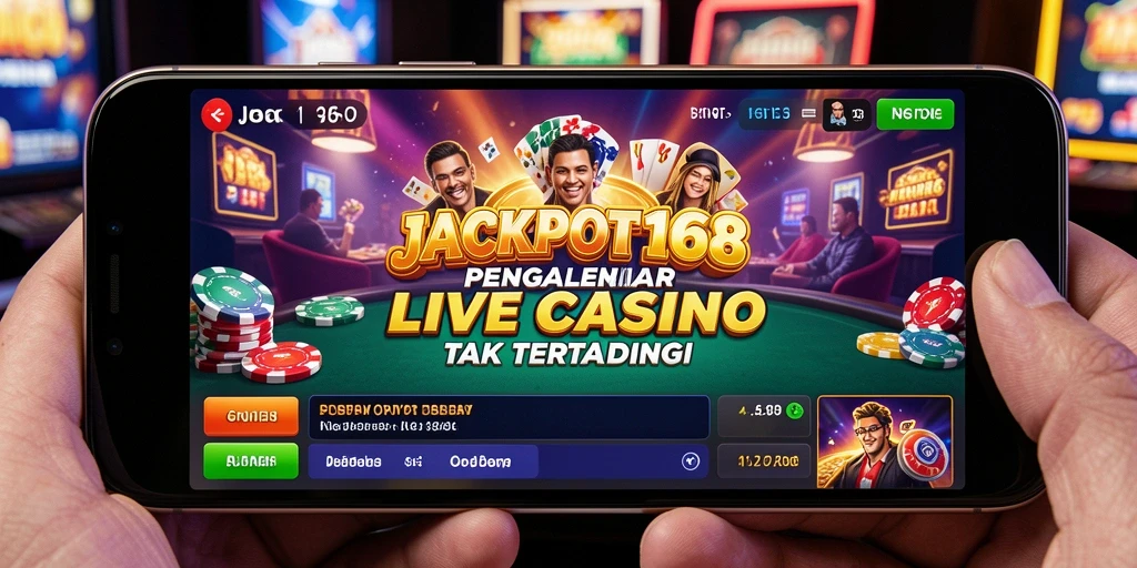 Tampilan mendebarkan dari permainan Live Casino JACKPOT168 dengan dealer langsung.