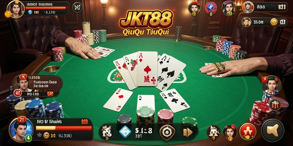 Tampilan gameplay seru di JKT88 dengan kartu QiuQiu.