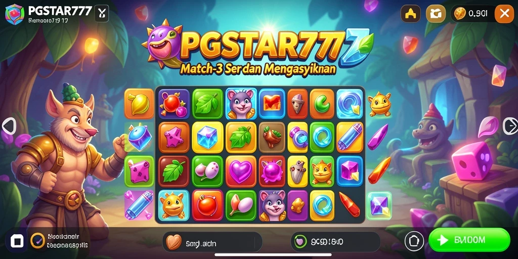 Tampilan gameplay seru dari PGSTAR777 yang menampilkan kombinasi Match-3.