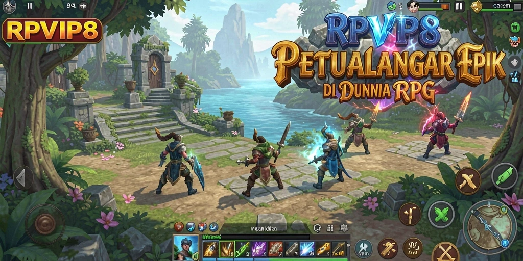 Screenshot RPVIP8 menampilkan aksi pertempuran mendebarkan di dunia RPG.