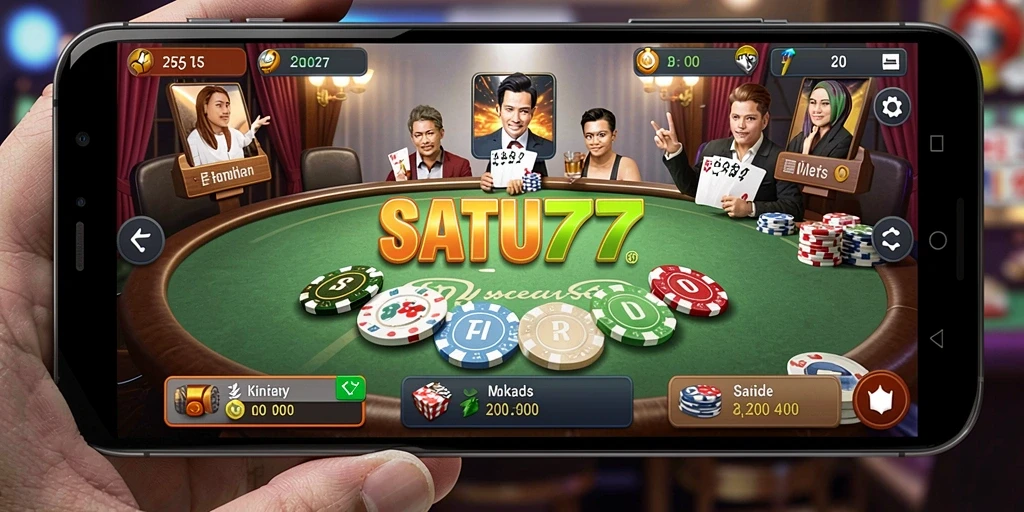 Screenshot gameplay SATU77 dengan suasana poker yang seru.